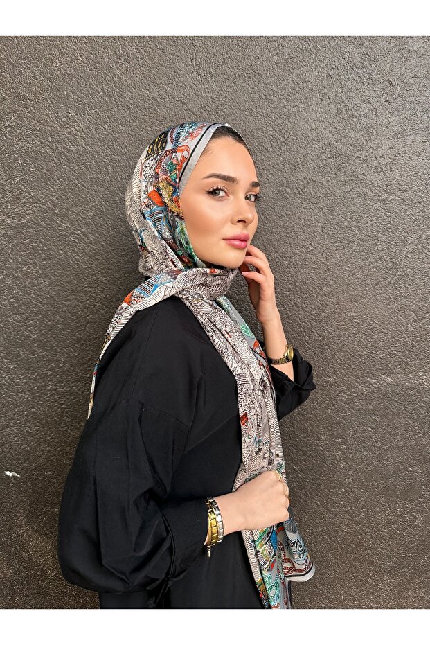 Luxury Voile Silk Shawl Hijab Foulard Scarf Shawl Ethnic Pattern 70 X 180 cm