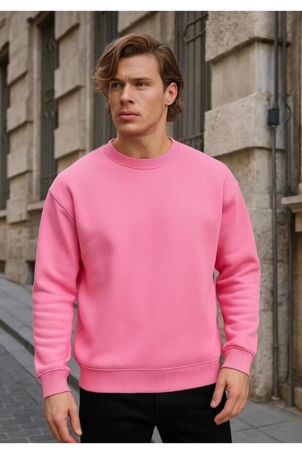 Men's Solid Basic Circular Neck Sweatshirt - 4