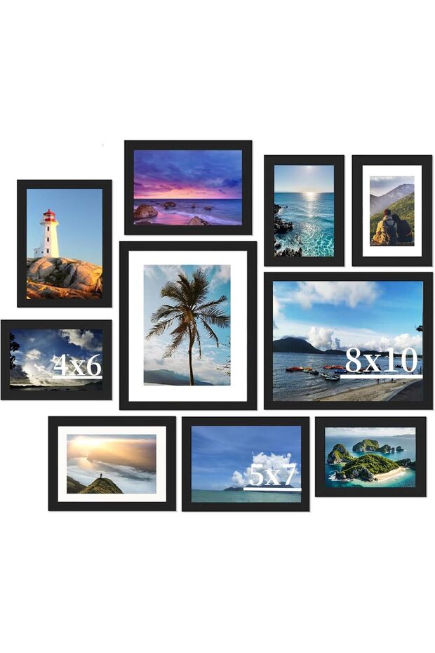 10-Pack Picture Frames Set (8x10,5x7,4x6) Black