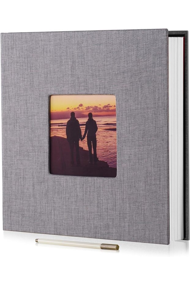 Large Self-Adhesive Album With Picture Display Window, 40 Pages, Linen Cover
