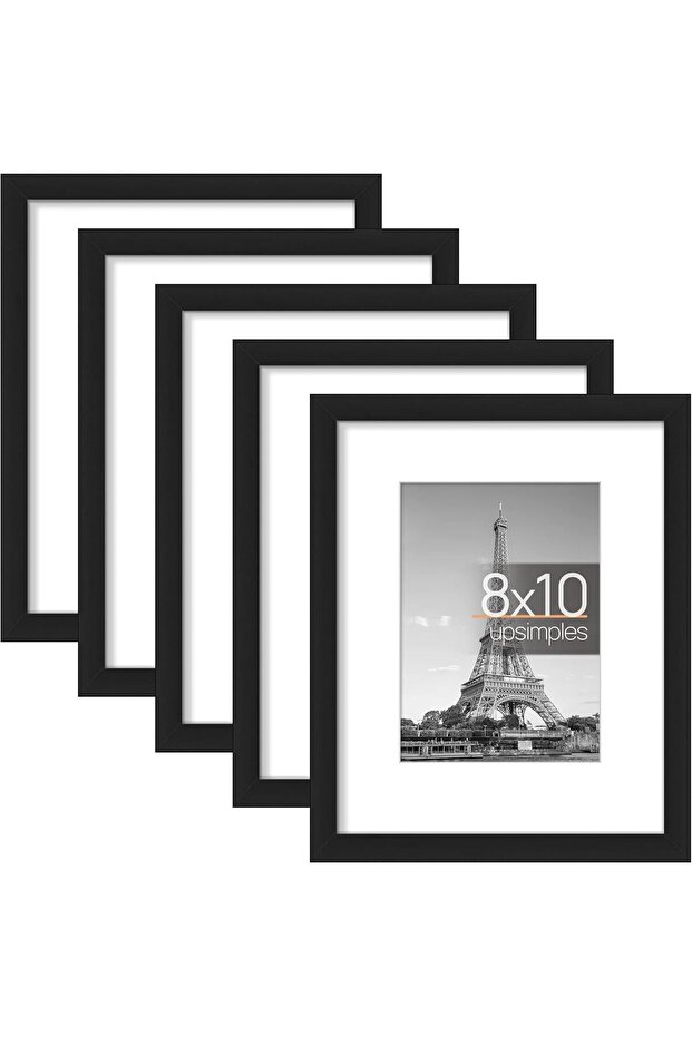 8x10 Picture Frame Set of 5 (Black) for Tabletop and Wall