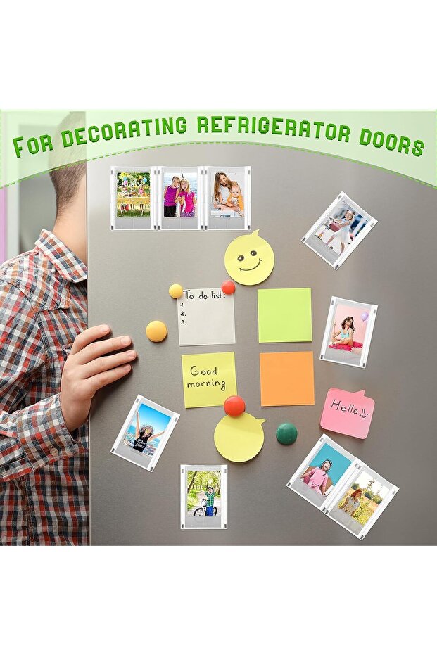 Magnetic Photo Frames (4-Pack) - Clear ABS Magnetic Mini Frames for Instax