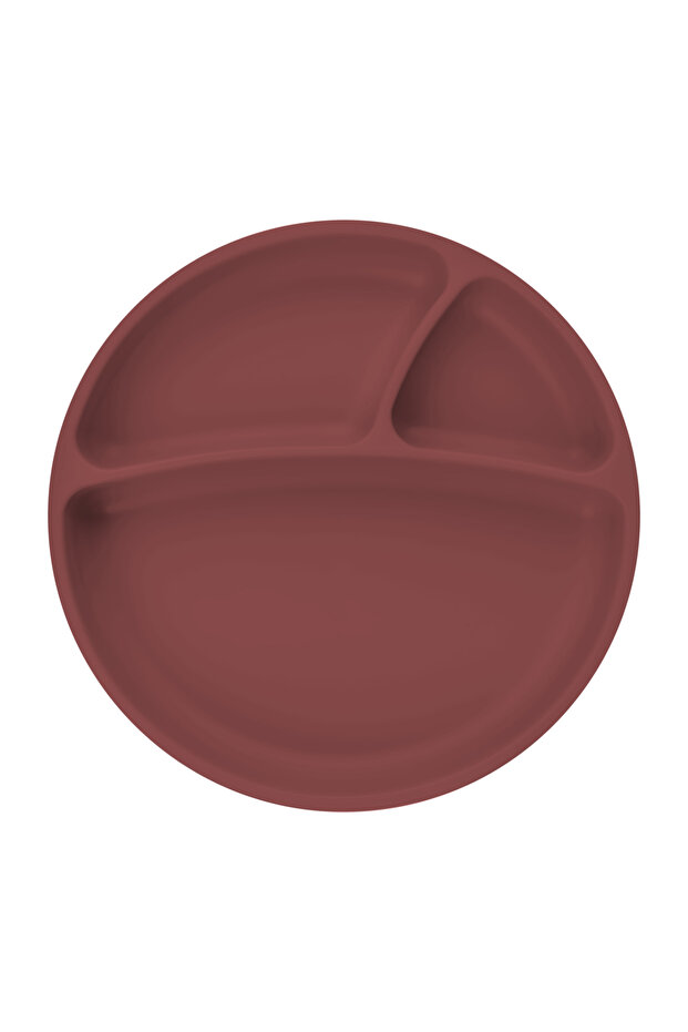 Vacuum Base Silicone Food Plate Portion - Velvet Rose