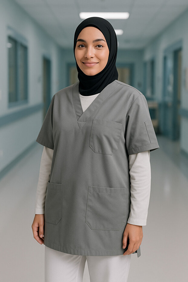 ملابس التحصين الإسلامية واسعة المقاس 4 جيوب طويلة قصة فضفاضة موديل 1. زي عمل مريح من قماش عالي الجودة