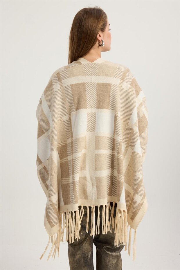 Ekose Saçaklı Panço - 5