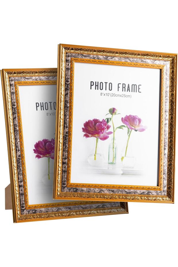 Set of 2 Antique Gold 8x10 Picture Frames