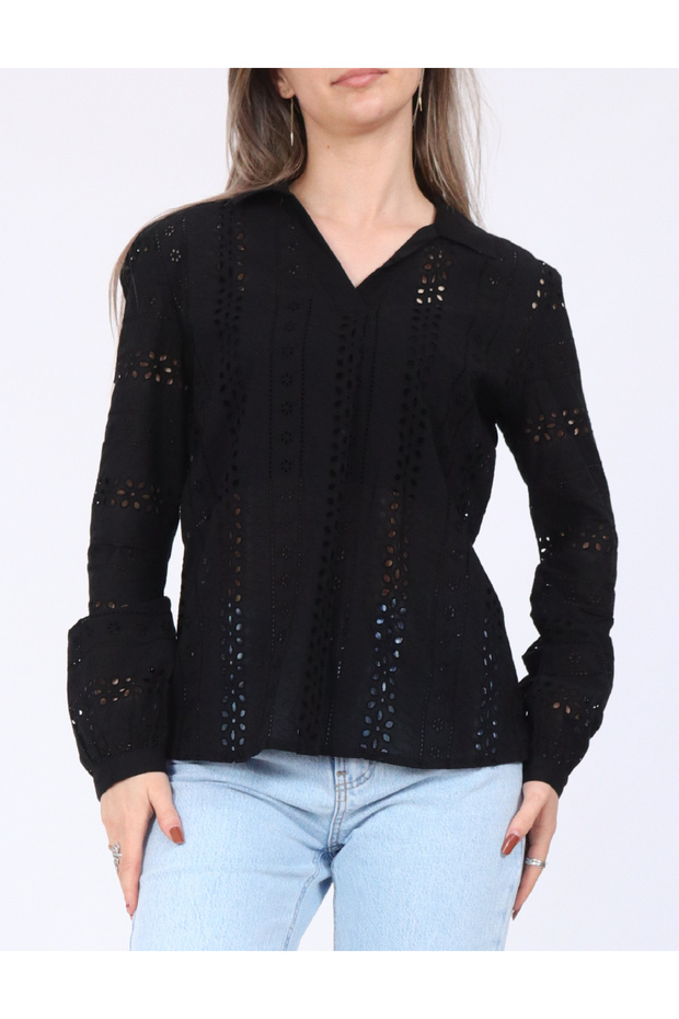 Blouse, Black - 1