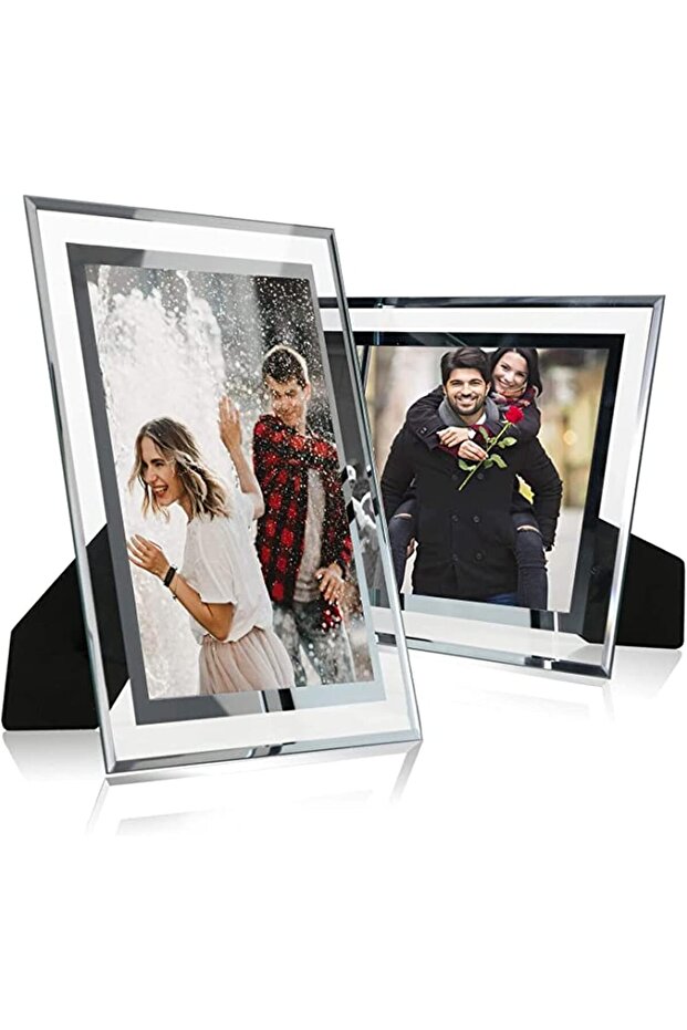 Picture Frames, Modern A4 Silver Glass Photo Frame for Tabletop or Wall Mounting Display
