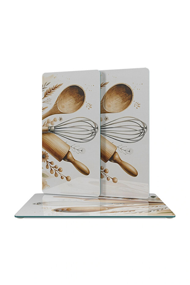 طقم أطباق تقديم زجاجية مكون من 3 قطع مستطيلة الشكل أدوات مطبخ منقوشة - 2