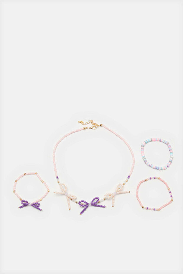 Girls Gold Necklace & Bracelet Set (4 Piece)