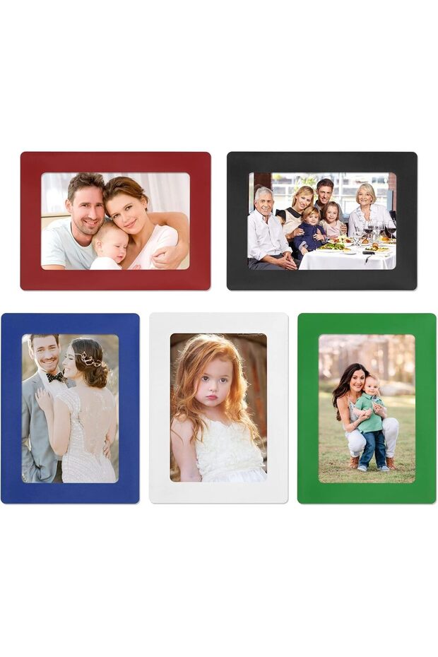 5-Pack Colorful Magnetic Picture Frames 4x6 - Magnetic Fridge Photo Holders