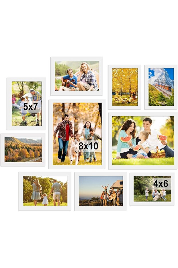 Fohome 10 Pack Picture Frames Collage Wall Frame Set (White)