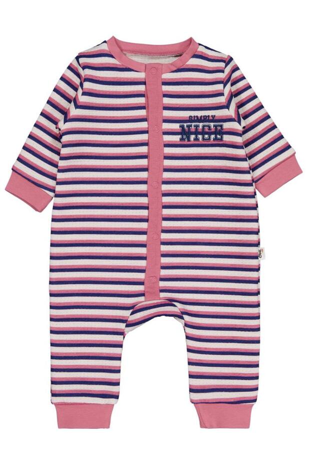 Striped and Nice Embroidered 6-18 Month Romper - Pink 6-9 Months