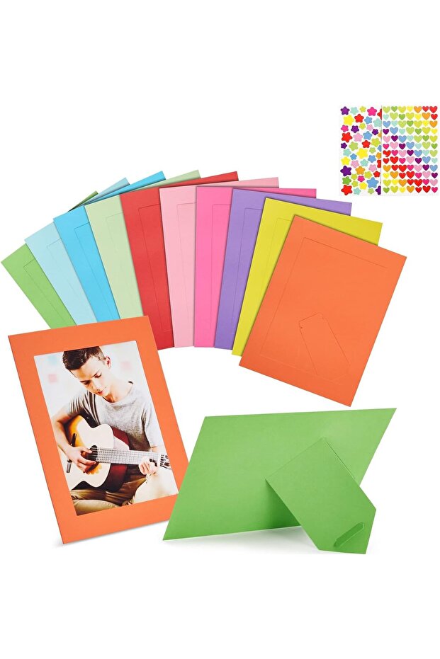 Paper Picture Frame, 10 Pack Cardboard 4x6 Photo Frames with Stickers