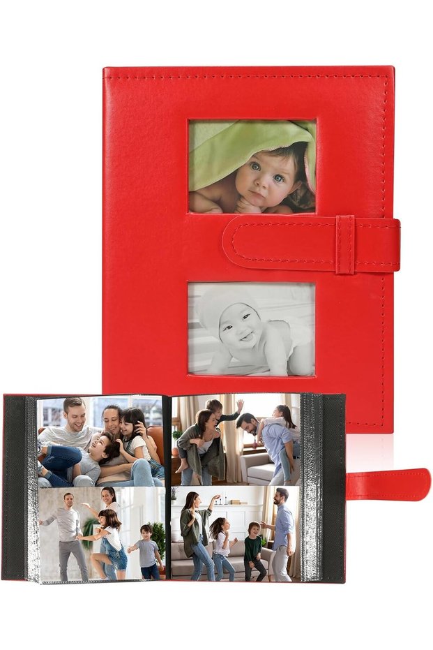 Photo Album 4x6 200 Pockets Leather Slip-in Photo Album with 2 Front Windows