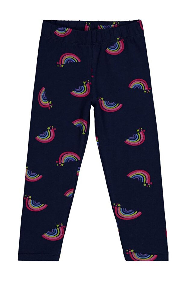 Rainbow Printed 2-5 Years Old Tights - Navy Blue 2-3 Years Old