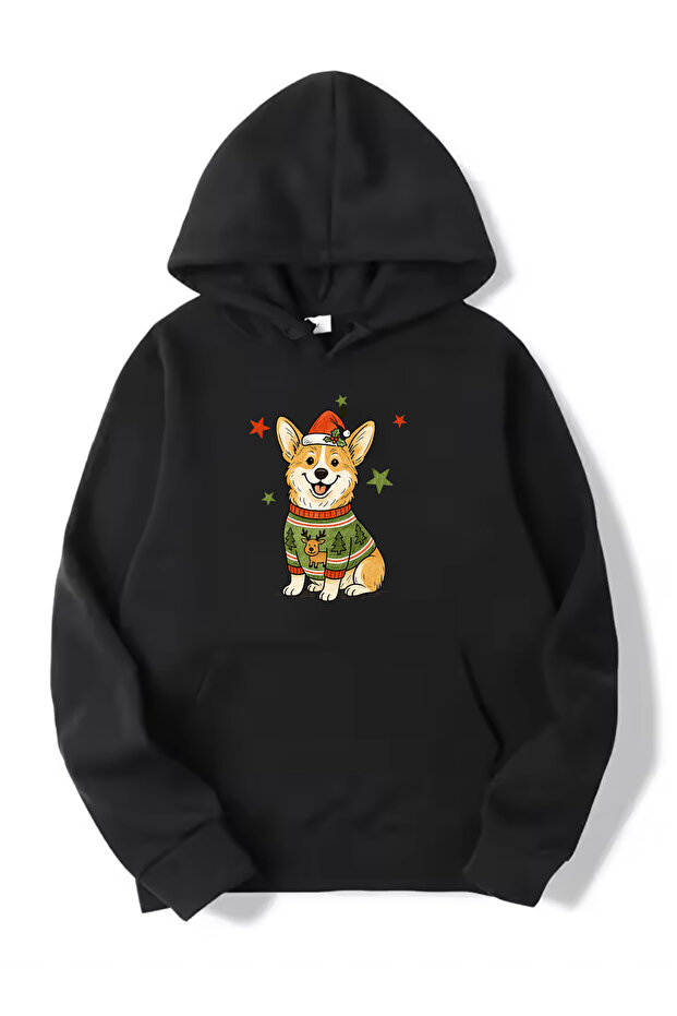 New Year Special Series Dog Christmas Printed Ka Hooded Iyah Sweatshirt
