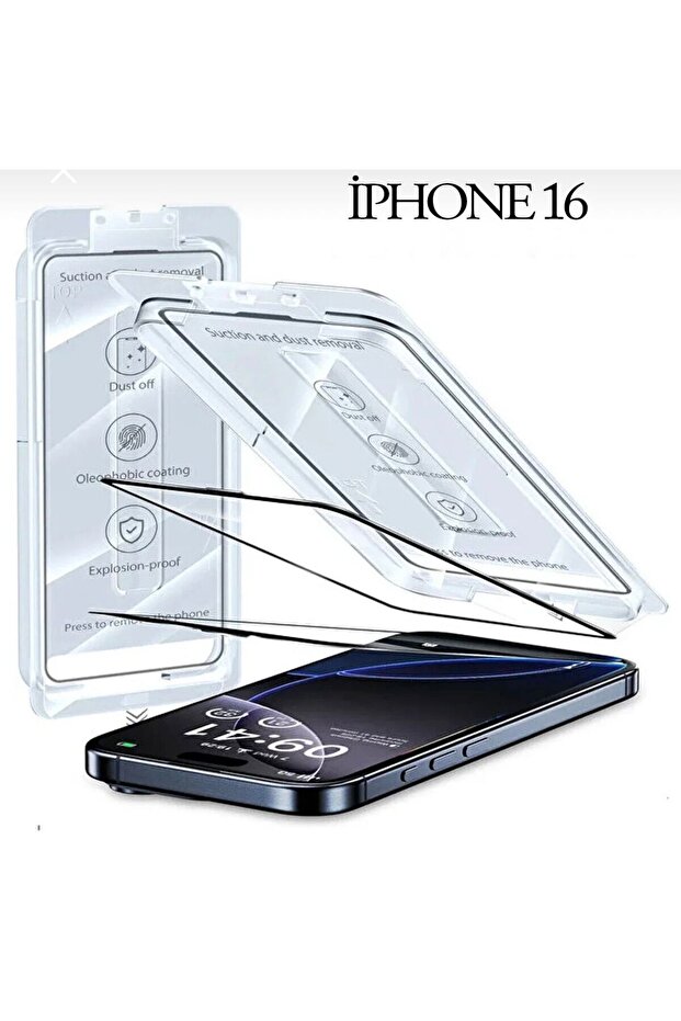 واقي شاشة متوافق مع هاتف Apple iPhone 16، غطاء زجاجي كامل ممتص للصدمات، مضاد للكهرباء الساكنة