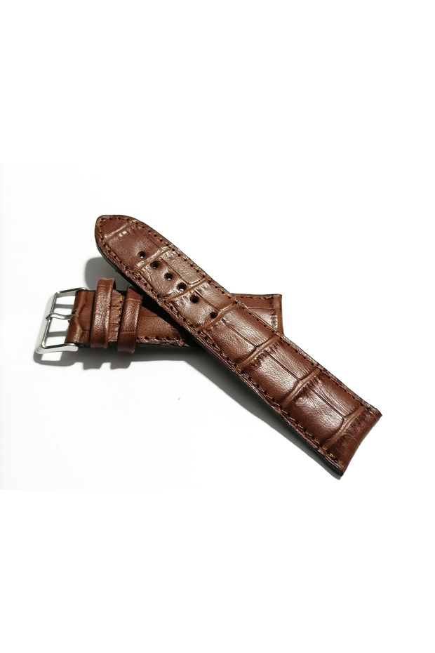 Genuine Leather Watch Band Compatible with Every Hour Brown 24 mm (303)