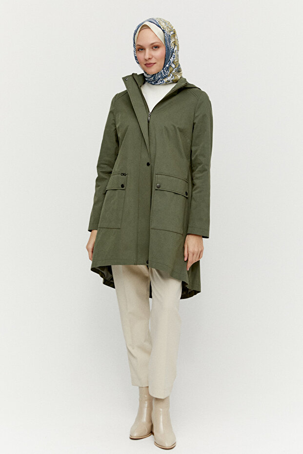 Çıkarılabilir Kapüşonlu Pamuklu Kap - 1