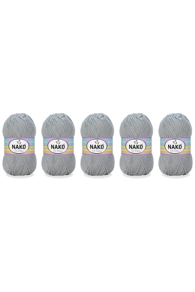 Elit Baby Anti-Pilling Hand Knitting Yarn 100 Gr 5 Pieces Color 5378 Gray