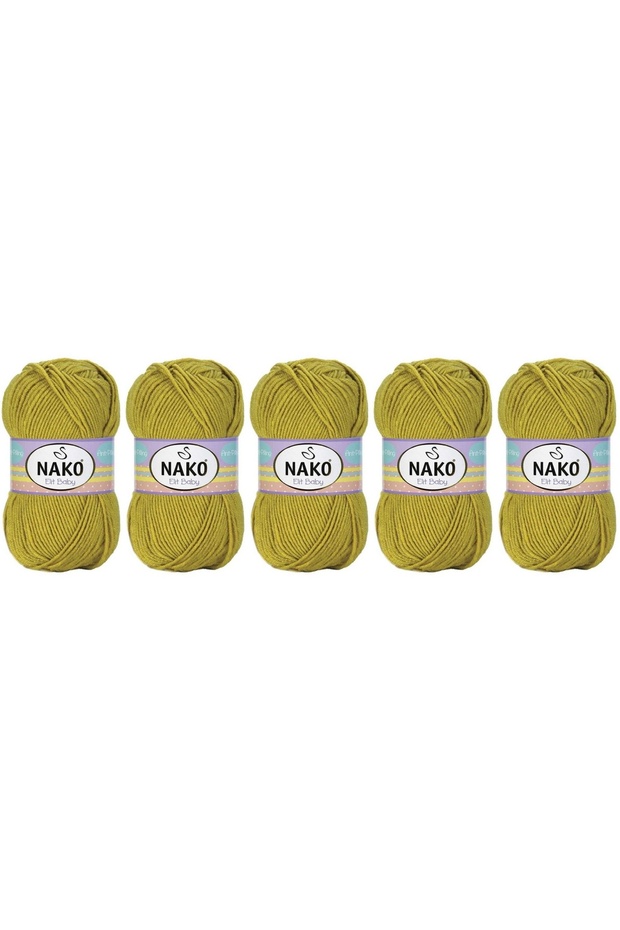 Elit Baby Anti-Pilling Hand Knitting Yarn 100 Gr 5 Pieces Color 6687 Peanut Green
