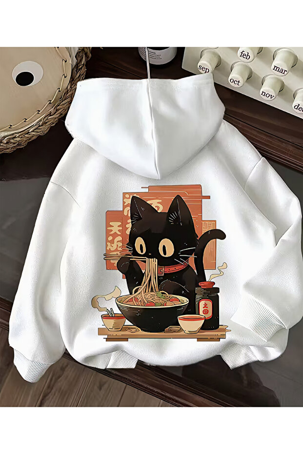 Hooded Sweatshirt Unisex Hoodie Oversized 3 Thread Cotton Cat