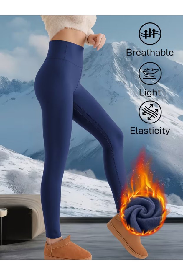 Women's Thermal Fabric Fleece Inside Sh Fleece-Lined Thermal Underwear Sports Outdoor Winter Leggings