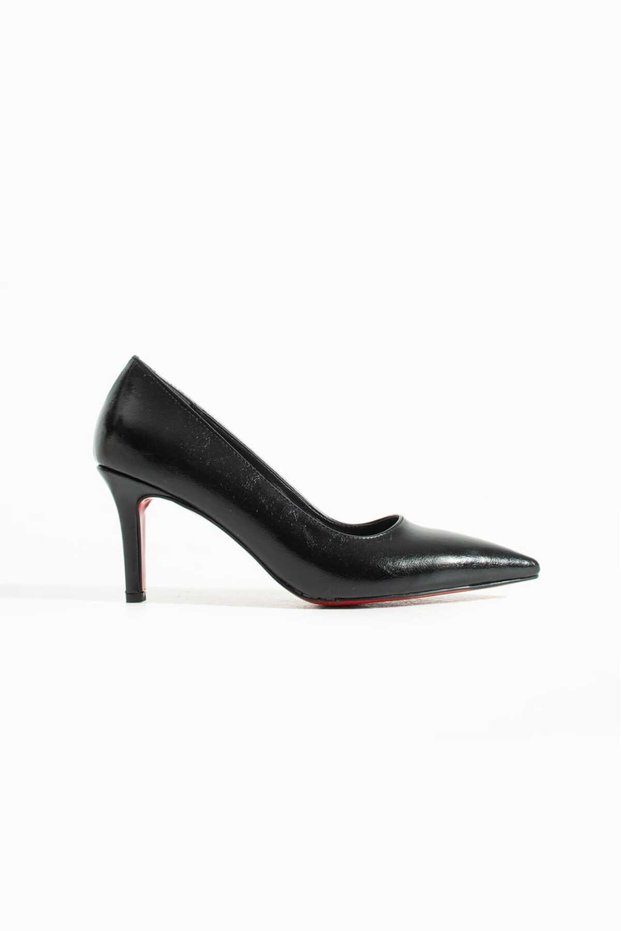 Stiletto Women's Heels Black Wrinkle Comfortable for Daily and Special Occasions Vegan Leather
