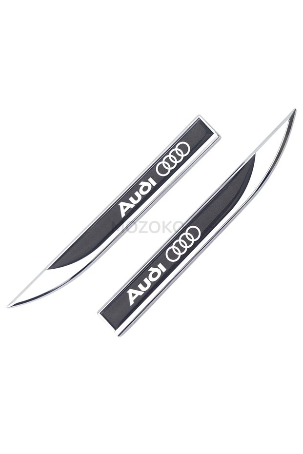 High Quality Audi Logo 3D Metal Chrome Fender Top Side Emblem Set – 2 Pieces