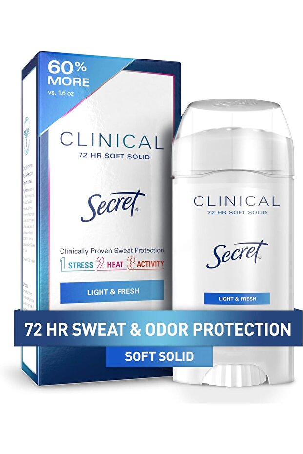 Clinical Strength Antiperspirant Deodorant for Women, 72hr, Soft Solid, Light & Fresh, 2.6 oz