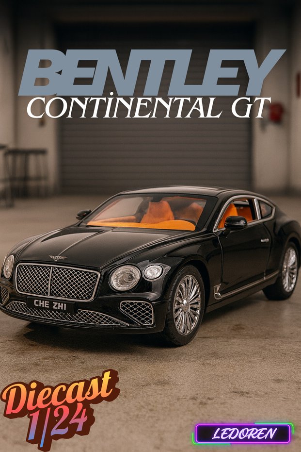 Black Color Bentley Continental Gt 1/24 Diecast Collectible Model Car Che Zhi̇