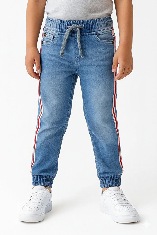 Boys Denim Side Stripe Jogger