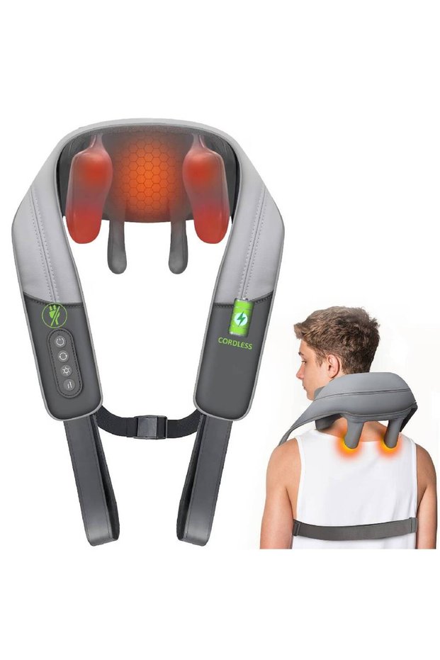 Neck Back Massager with Heat, Cordless Shiatsu Shoulder Massager, Gifts for Mom Dad