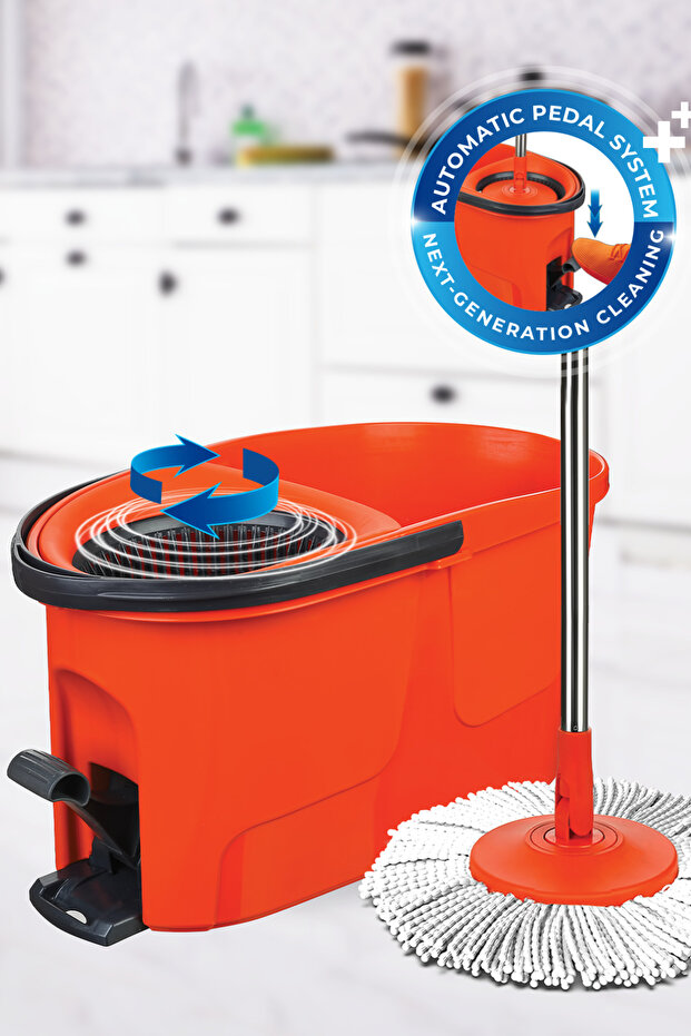 مجموعة ممسحة فورس سبين مع دواسة دوارة 360 درجة - 3