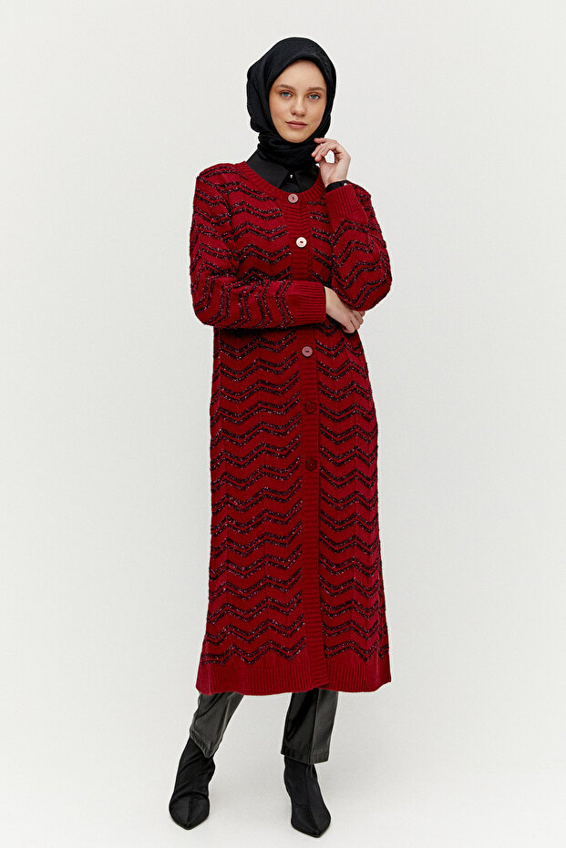 Simli Uzun Triko Hırka - 3