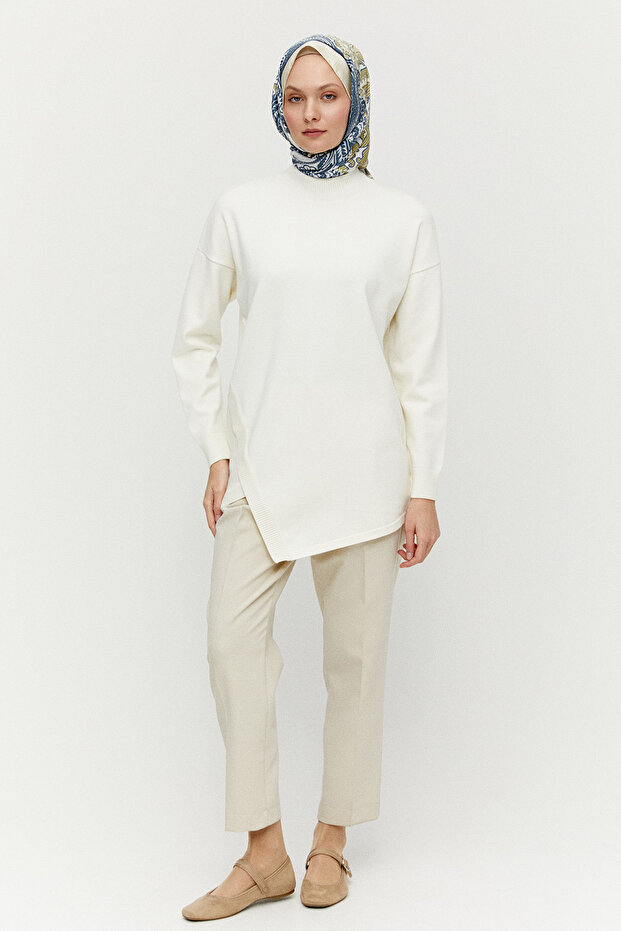 Asimetrik Kesim Basic Triko Tunik - 3