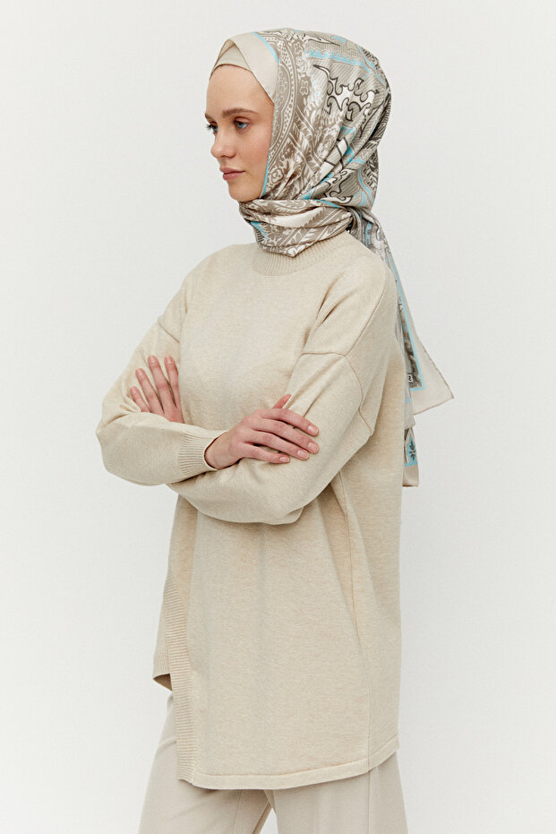 Asimetrik Kesim Basic Triko Tunik - 4