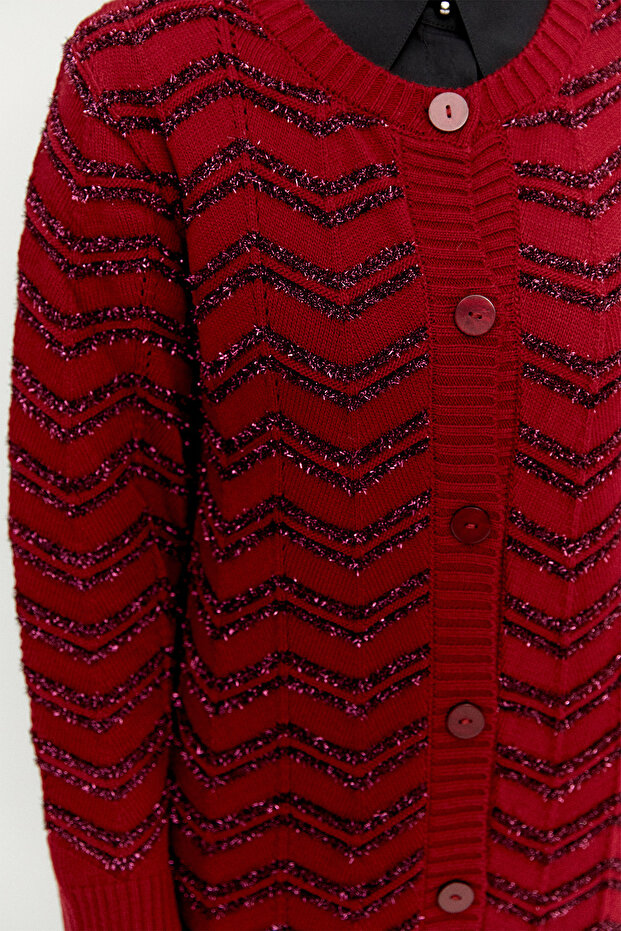 Simli Uzun Triko Hırka - 5