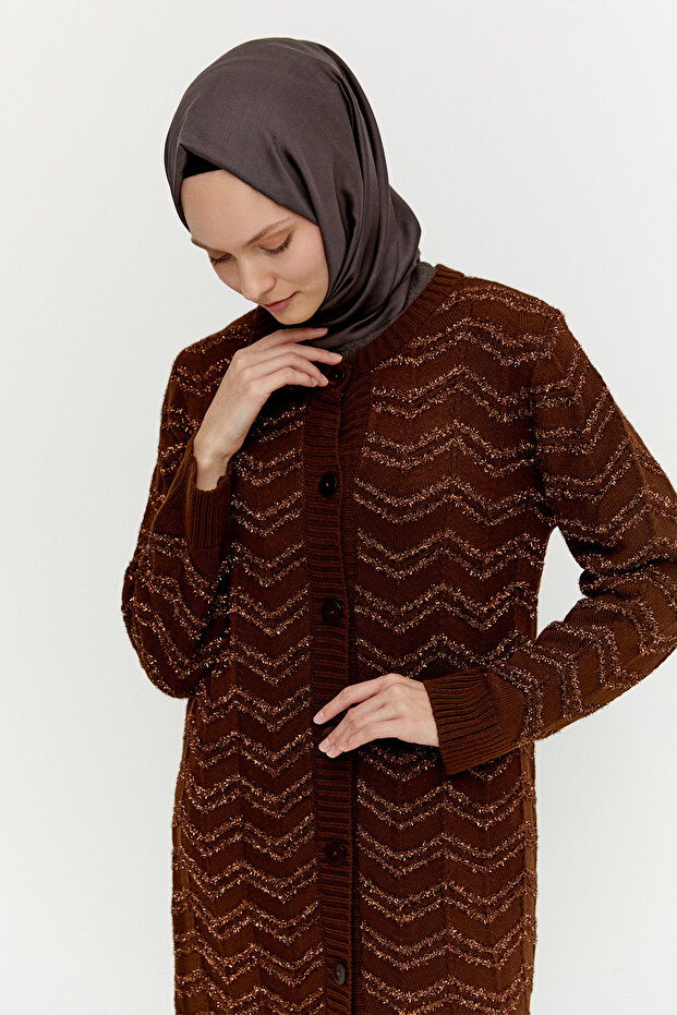 Simli Uzun Triko Hırka - 4