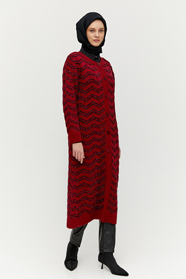 Simli Uzun Triko Hırka - 2