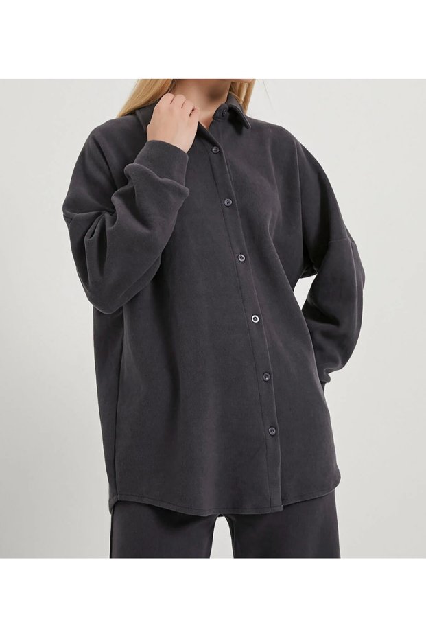 Women's Oversize Fit Selanik Fabric Shirt Pants Top Quality Bottom Top Double Set