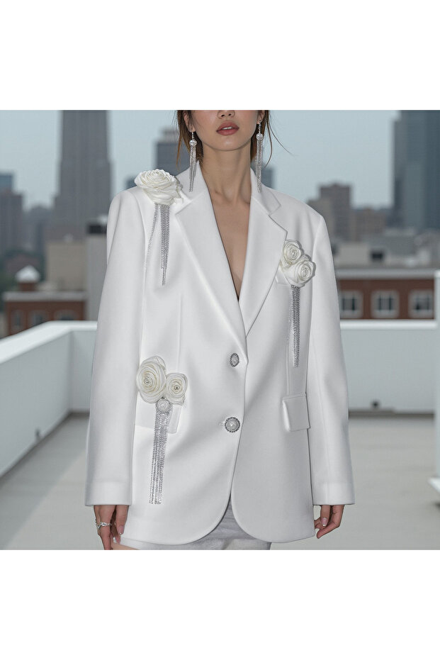 White Oversize Coat Blazer | Luxury Edit