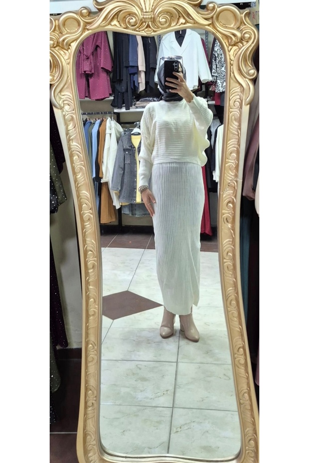 İkili triko elbise - 4