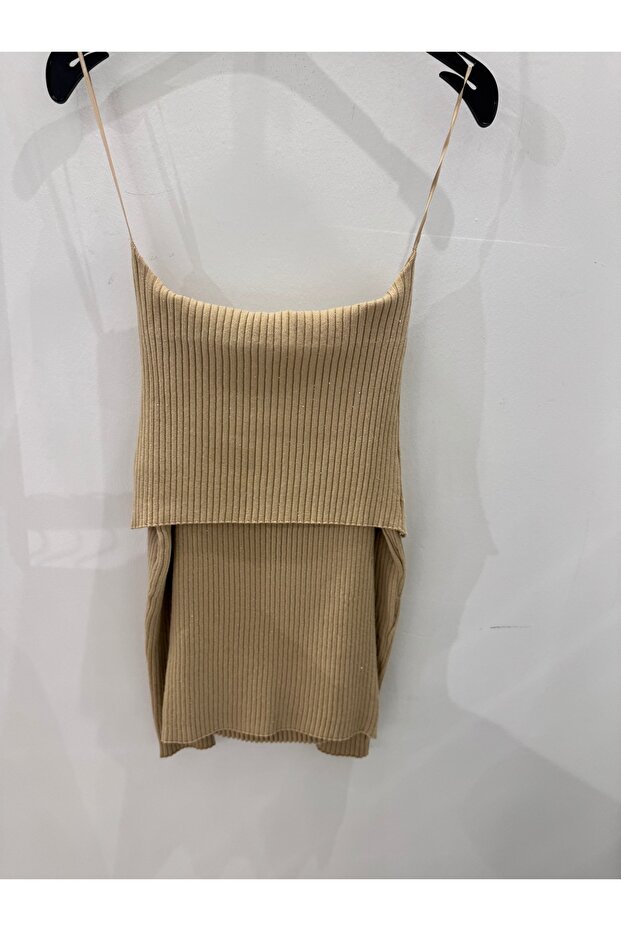 10705 Bardot yaka pullu Fitilli Triko Kazak - 2