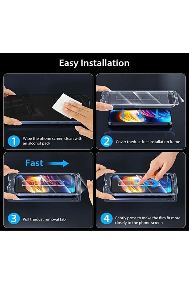 واقي شاشة زجاجي متوافق مع iPhone 11 بتغطية كاملة مع جهاز سهل التركيب - 4