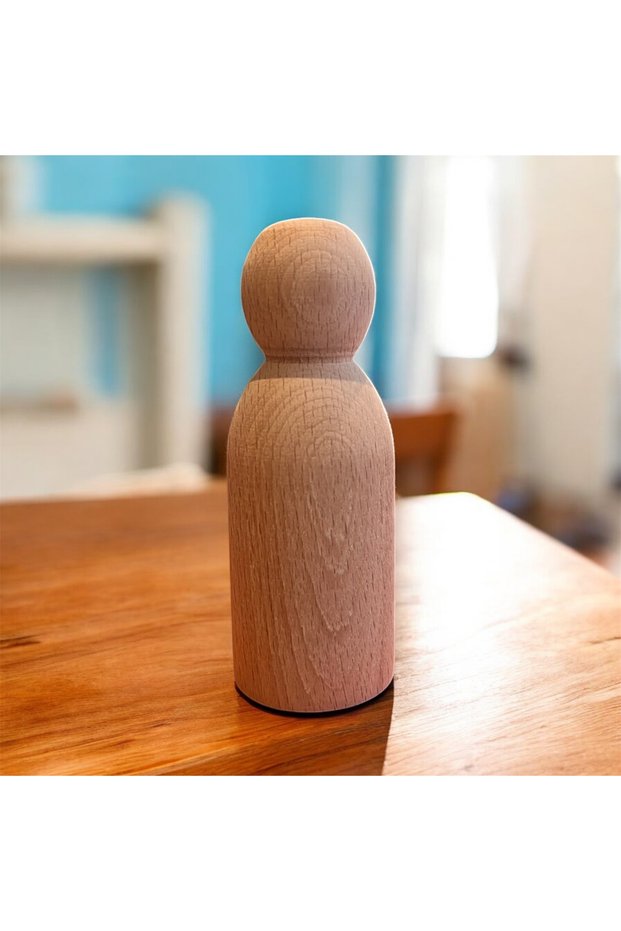 4-Piece Peg Dolls - Wooden Pegdoll 100% Natural Hornbeam Wood - Waldorf 11cm