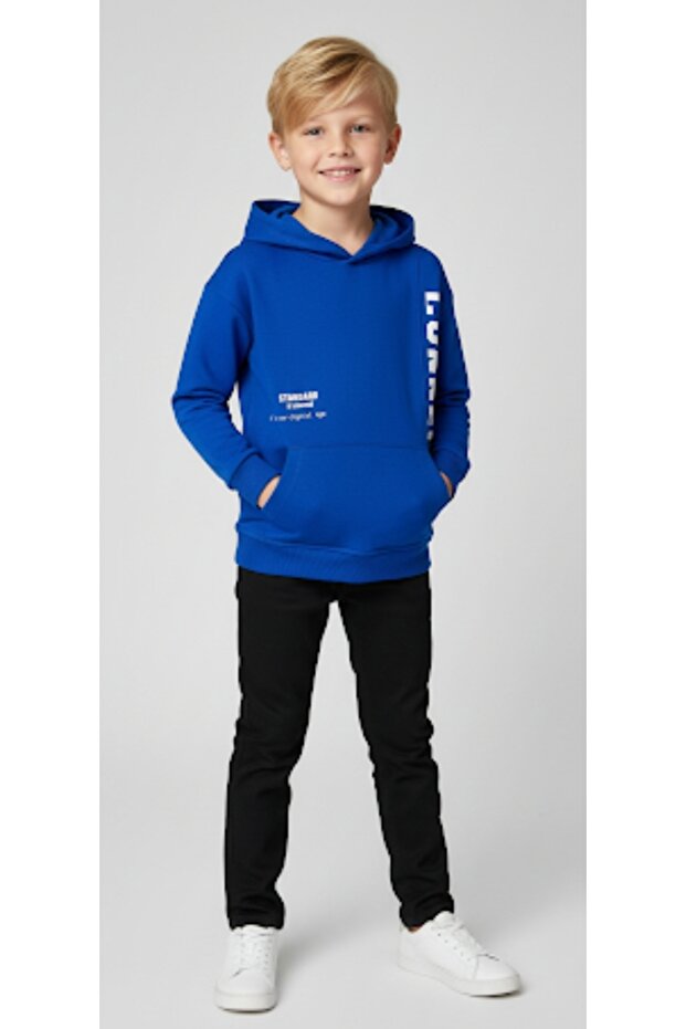 Boy's Hooded Printed Transitional Sweatshirt