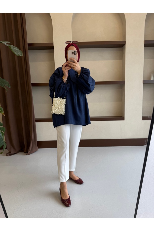 قميص منسوج بياقة مربوطة - 2