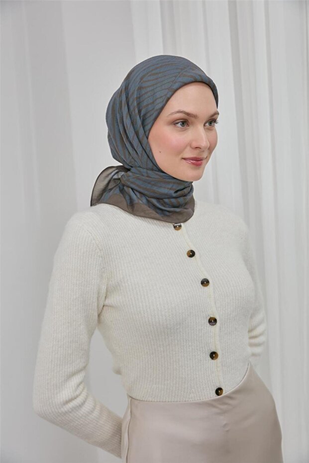 Viscose Velora Scarf Green Gray Textured Four Seasons 90X90